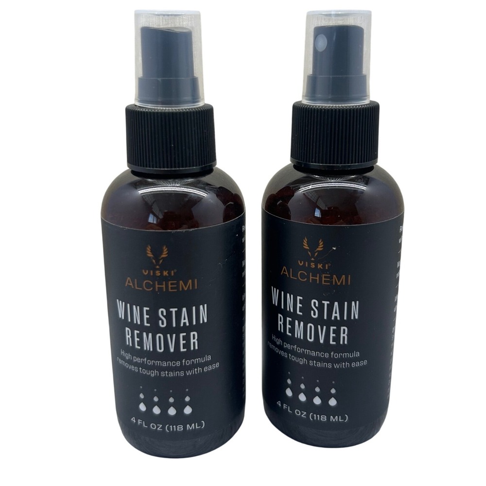 Viski Alchemi Wine Stain Remover 4oz Spray Bottles 2 Pack Non-Toxic Enzyme 10528